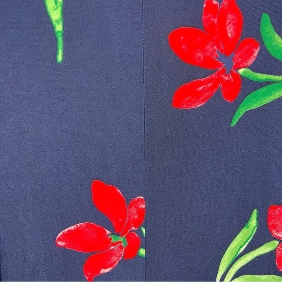 XS Chaps Blue Red Floral Stretch Dress Oversized Fit Pullover Boho Geometric - Picture 7 of 7